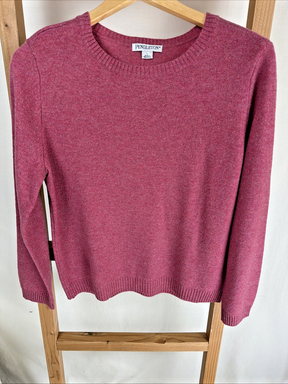 Vintage Y2K Pendleton Pink Crew Neck Long Sleeve Sweater #1038 LG WOOL